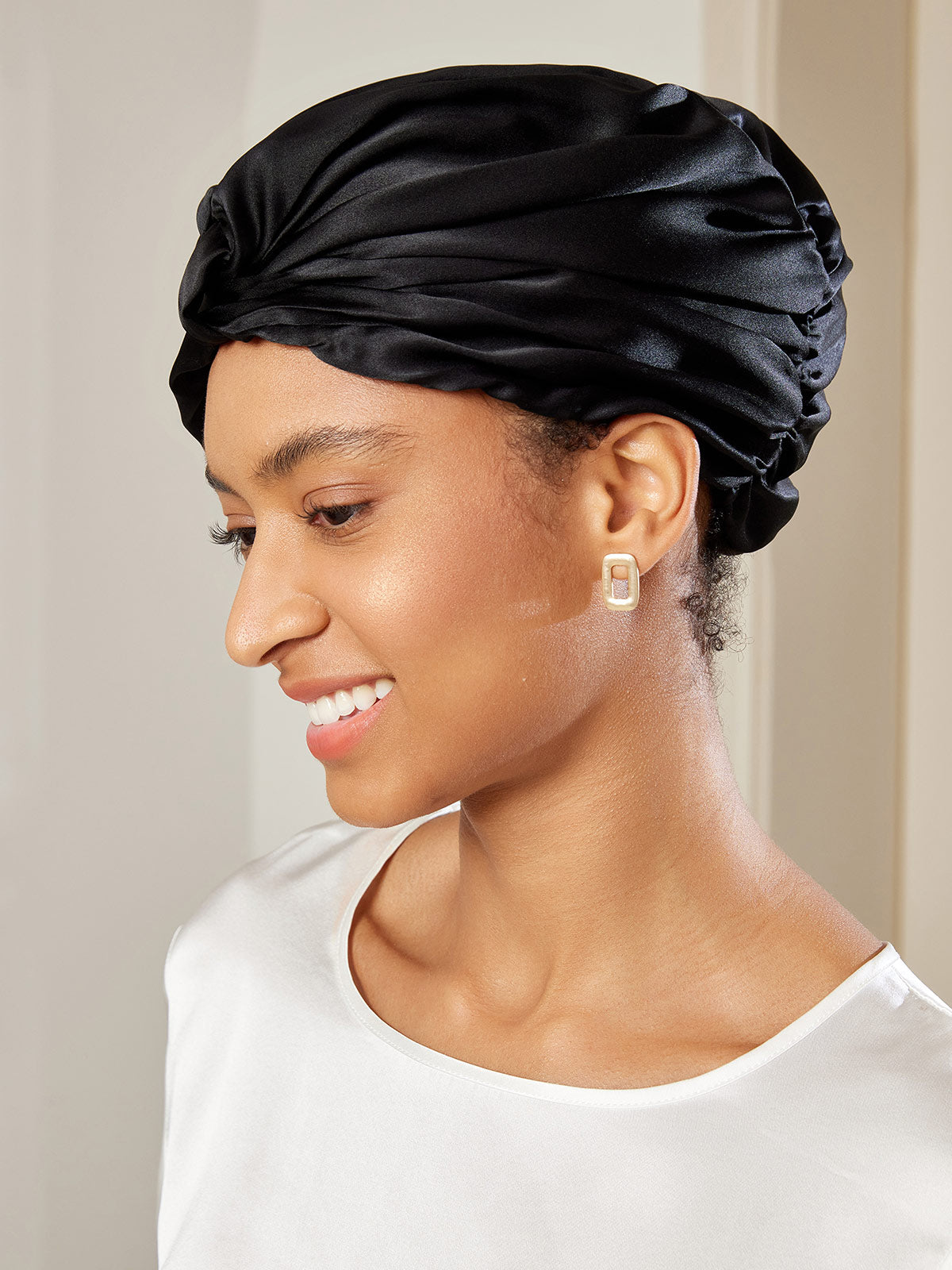 SilkSilky-IT Seta pura Sleep Cap Nero 001