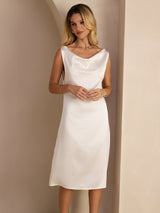 [Bianco] SilkSilky-IT Sleeveless Cowl Neck Vestiti da donna 006