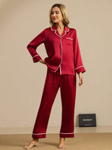 [Vino] SilkSilky-IT Manica lunga Collo a Taglio Pigiami da donna 001