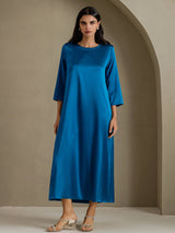 [Verde Acqua] SilkSilky-IT 3/4 Sleeve Round Neck Vestiti da donna 005