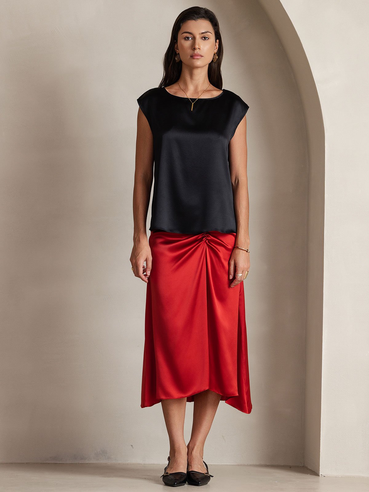[Nero] SilkSilky-IT 19Momme Seta Womens T-Shirt 004