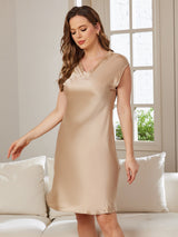 [Champagne] SilkSilky-IT Cap Sleeve V Neck Camicia da notte 004