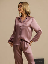 [Malva Pallido] SilkSilky-IT Long Sleeve Lapel Collar Pigiami da donna 004