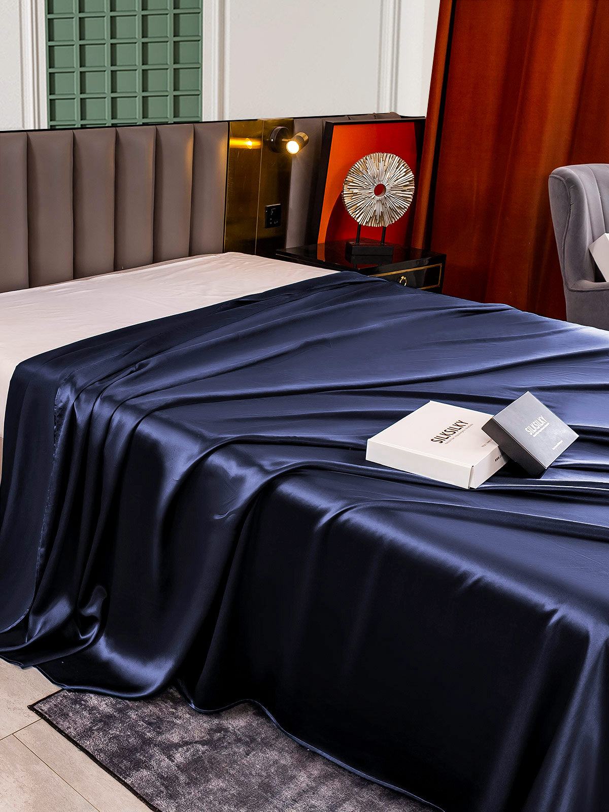 [Blu Scuro] SilkSilky-IT 25Momme Seta pura Sheet 004