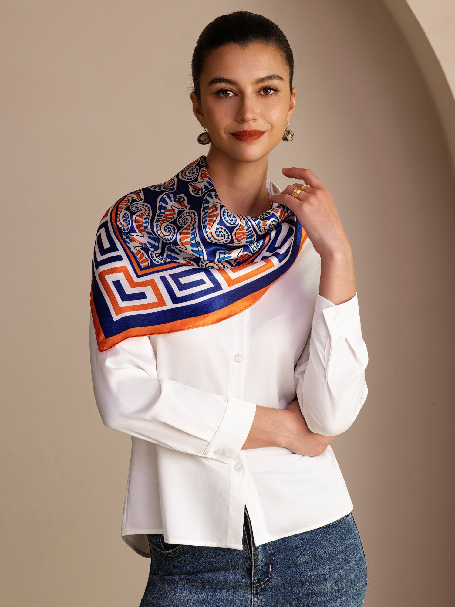 [Cavalluccio Marino Navy] SilkSilky-IT Scarf 002