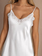 [Bianco] SilkSilky-IT Sleeveless V Neck Camicia da notte 004