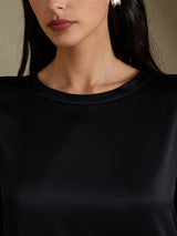[Nero] SilkSilky-IT 3/4 Sleeve Round Neck Vestiti da donna 003