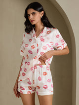 [Rossetto Bianco] SilkSilky-IT Short Sleeve Notch Collar Pigiami da donna 003
