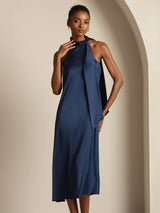 [Blu Scuro] SilkSilky-IT Sleeveless Halter Vestiti da donna 009