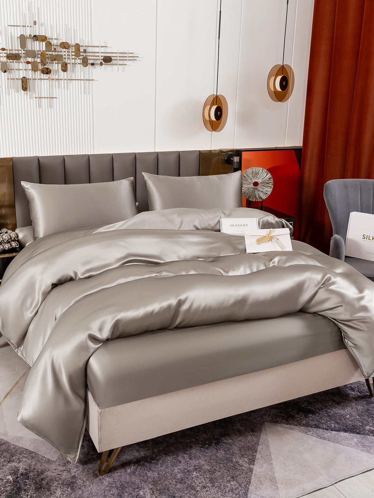 [Grigio] SilkSilky-IT 19Momme Seta pura Bedding Set 003