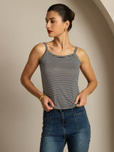 [Righe Nere] SilkSilky-IT Square Neck Cami 005