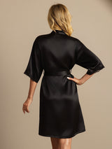 [Nero] SilkSilky-IT Half Sleeve Vestaglia da donna 002
