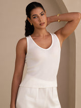 [Bianco] SilkSilky-IT Sleeveless Deep V Neck Cami 004