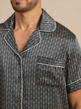 [Ginkgo Nero] SilkSilky-IT Maniche Corte Collo a Taglio Pigiami da uomo 007