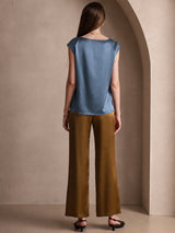 [Verde Petrolio Intenso] SilkSilky-IT Cap Sleeve Round Neck Magliette donna 002