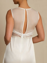 [Bianco] SilkSilky-IT Sleeveless Illusion Neck Vestiti da donna 006