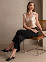 [Champagne] SilkSilky-IT 19Momme Senza maniche Scollo A Coppa Cami 005