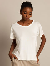 [Bianco] SilkSilky-IT Maniche Corte Scollo rotondo Magliette donna 001