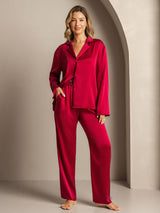 [Vino] SilkSilky-IT 19Momme Manica lunga Collo a Taglio Pigiami da donna 005