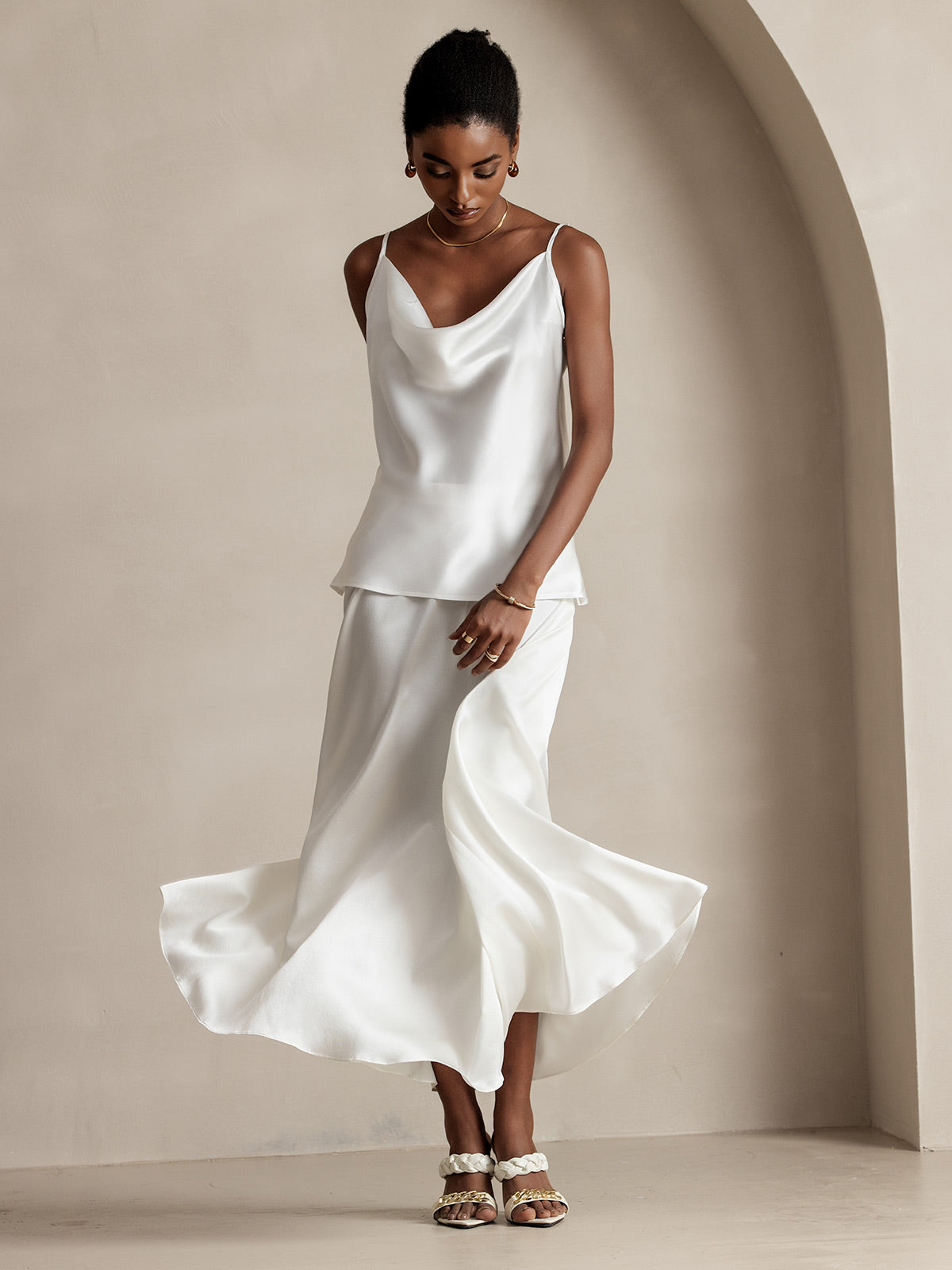 [Bianco] SilkSilky-IT 19Momme Seta Skirt 007