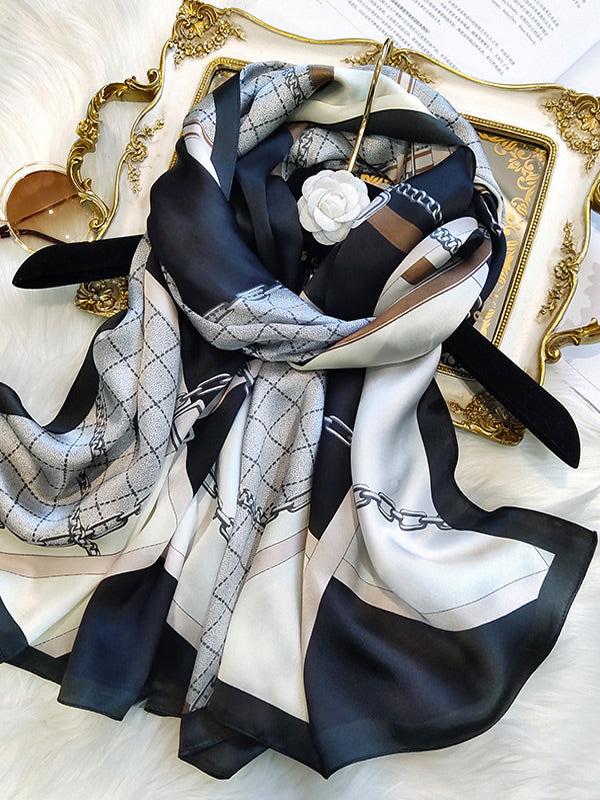 SilkSilky IT Seta pura Scarf Nero 001