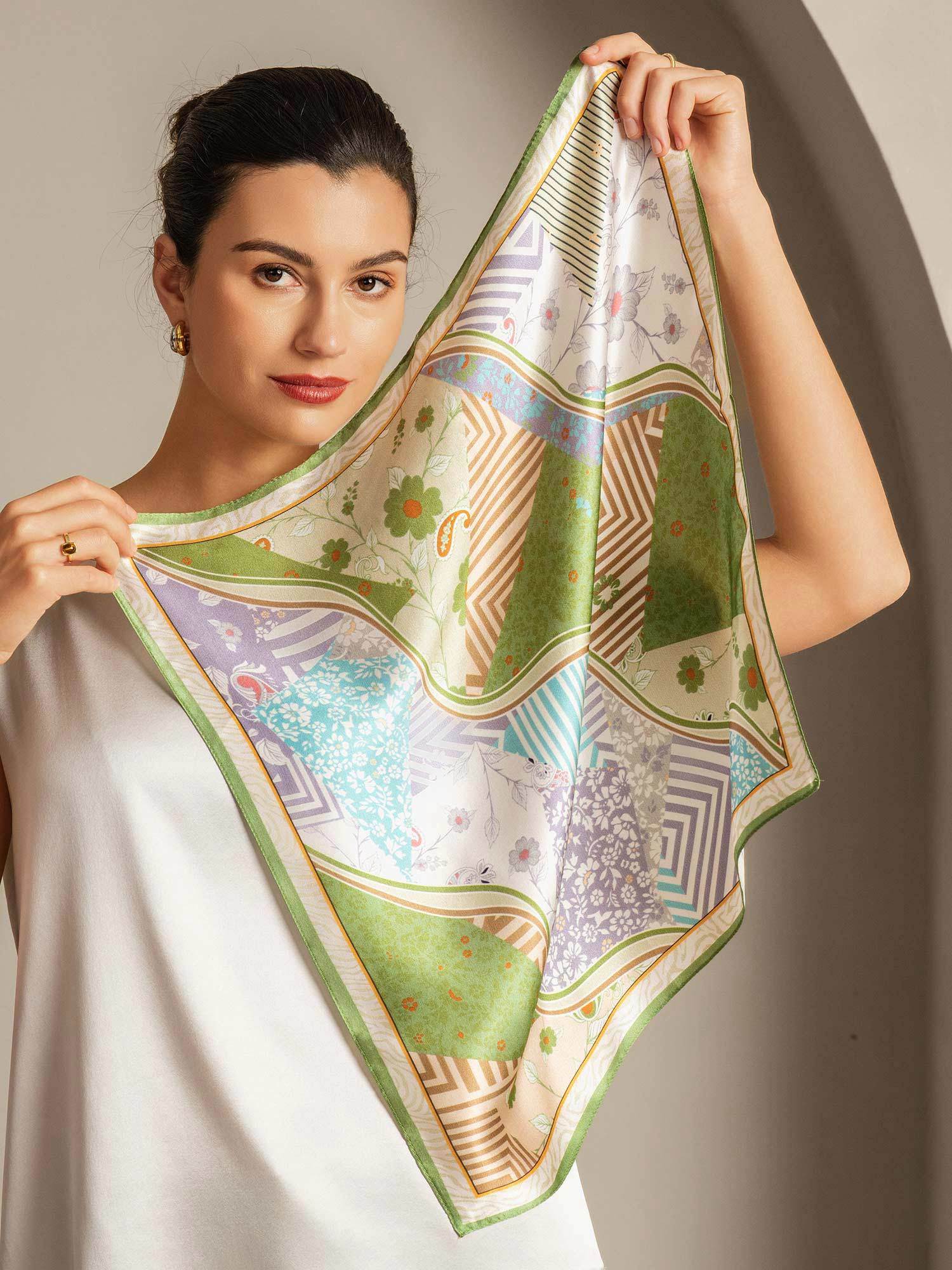 [P100] SilkSilky-IT Seta pura Scarf 005,