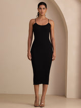 [Nero] SilkSilky-IT Square Neck Vestiti da donna 007