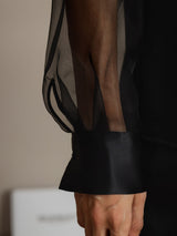 [Nero] SilkSilky-IT Long Sleeve Lapel Collar Camicie da donna 004