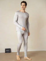 [Argento] SilkSilky-IT Long Sleeve Round Neck Intimo Lungo Uomo 001