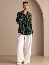 [Muschio Nero] SilkSilky-IT Long Sleeve Lapel Collar Camicette 005