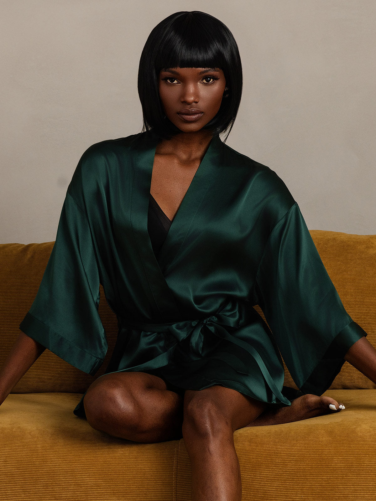 [Verde Scuro] SilkSilky-IT Seta pura Womens Robe 003