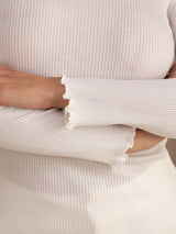 [Bianco] SilkSilky-IT Long Sleeve Turtle Neck Magliette donna 006