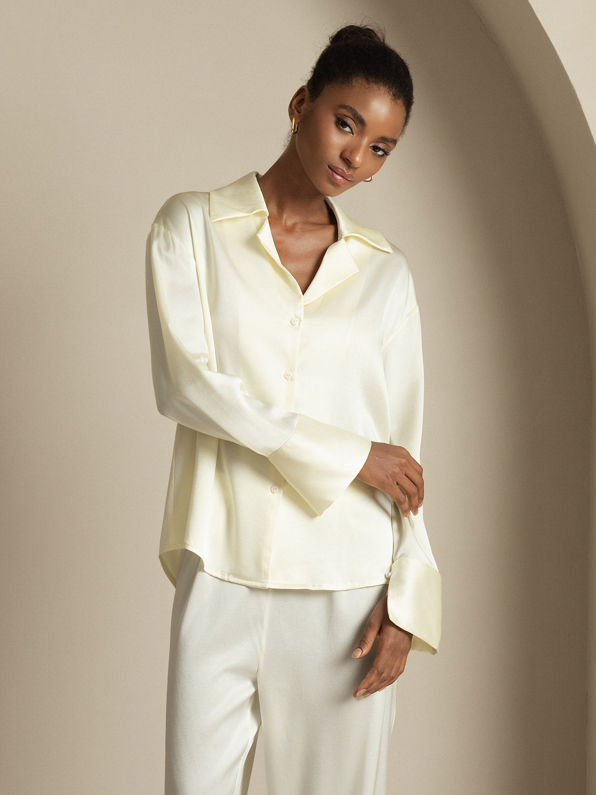 [Avorio] SilkSilky-IT 19Momme Seta Womens Shirt 006