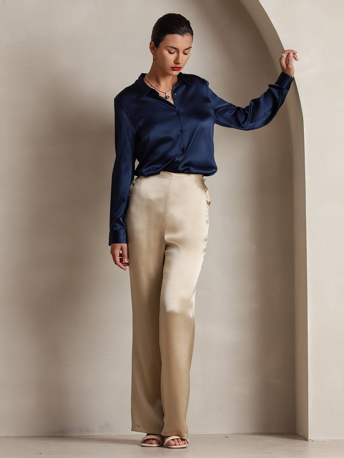 [Champagne] SilkSilky-IT 19Momme Seta Womens Pants 008