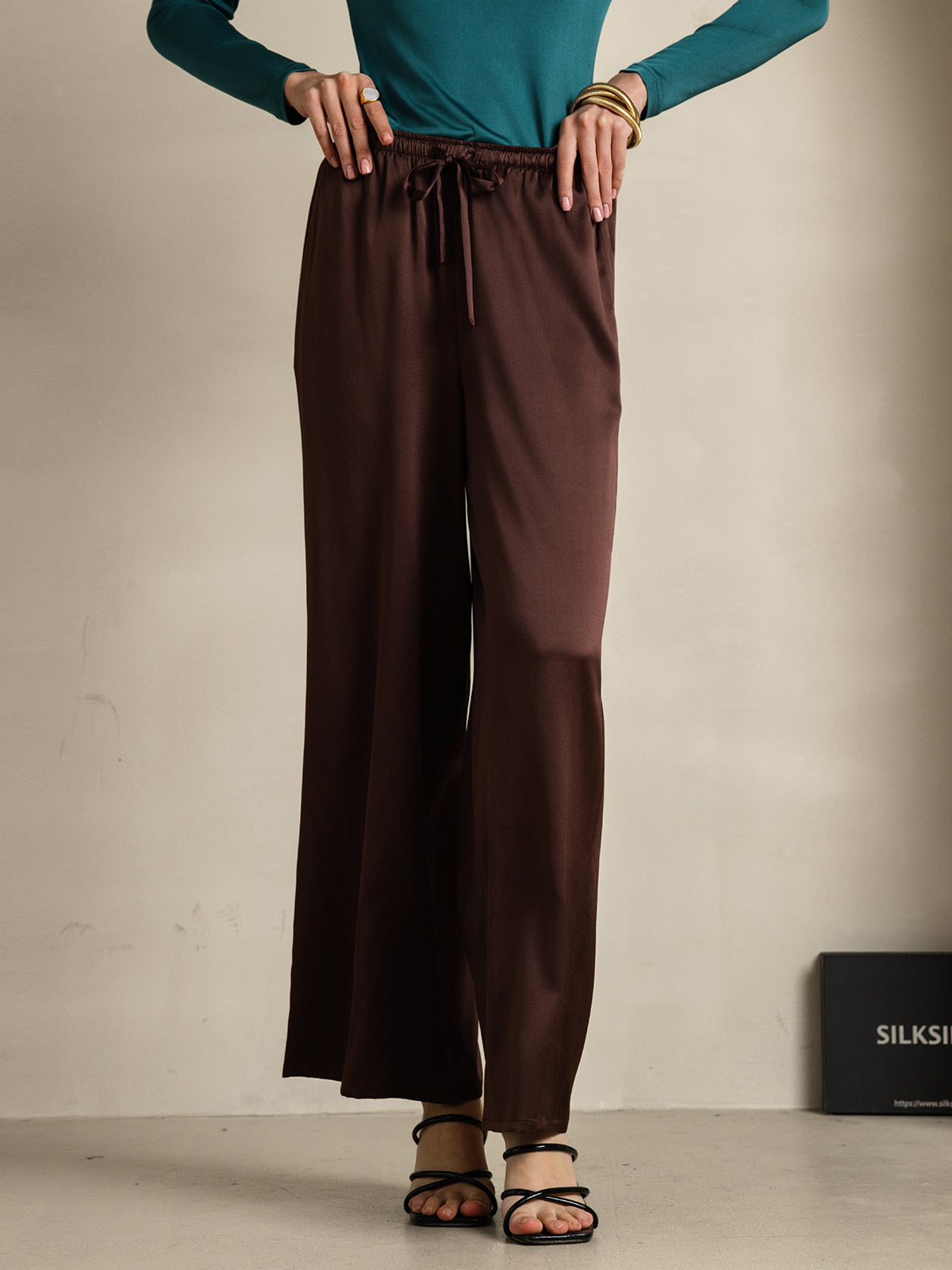 [Caffè] SilkSilky-IT Seta pura Womens Pants 004
