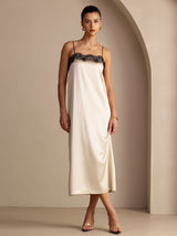 [Beige Riso] SilkSilky-IT Square Neck Vestiti da donna 001