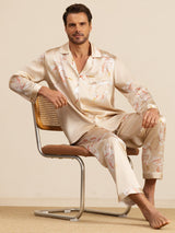 [Champagne] SilkSilky-IT Long Sleeve Lapel Collar Pigiami da uomo 001