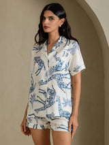 [Giraffa Bianca] SilkSilky-IT Short Sleeve Notch Collar Pigiami da donna 005