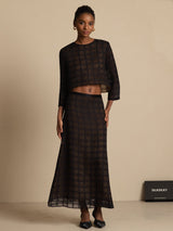 [Nero] SilkSilky-IT Seta Pura Manica lunga Womens Outfit Sets 001