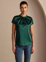 [Verde Scuro] SilkSilky-IT Short Sleeve Blouse 001