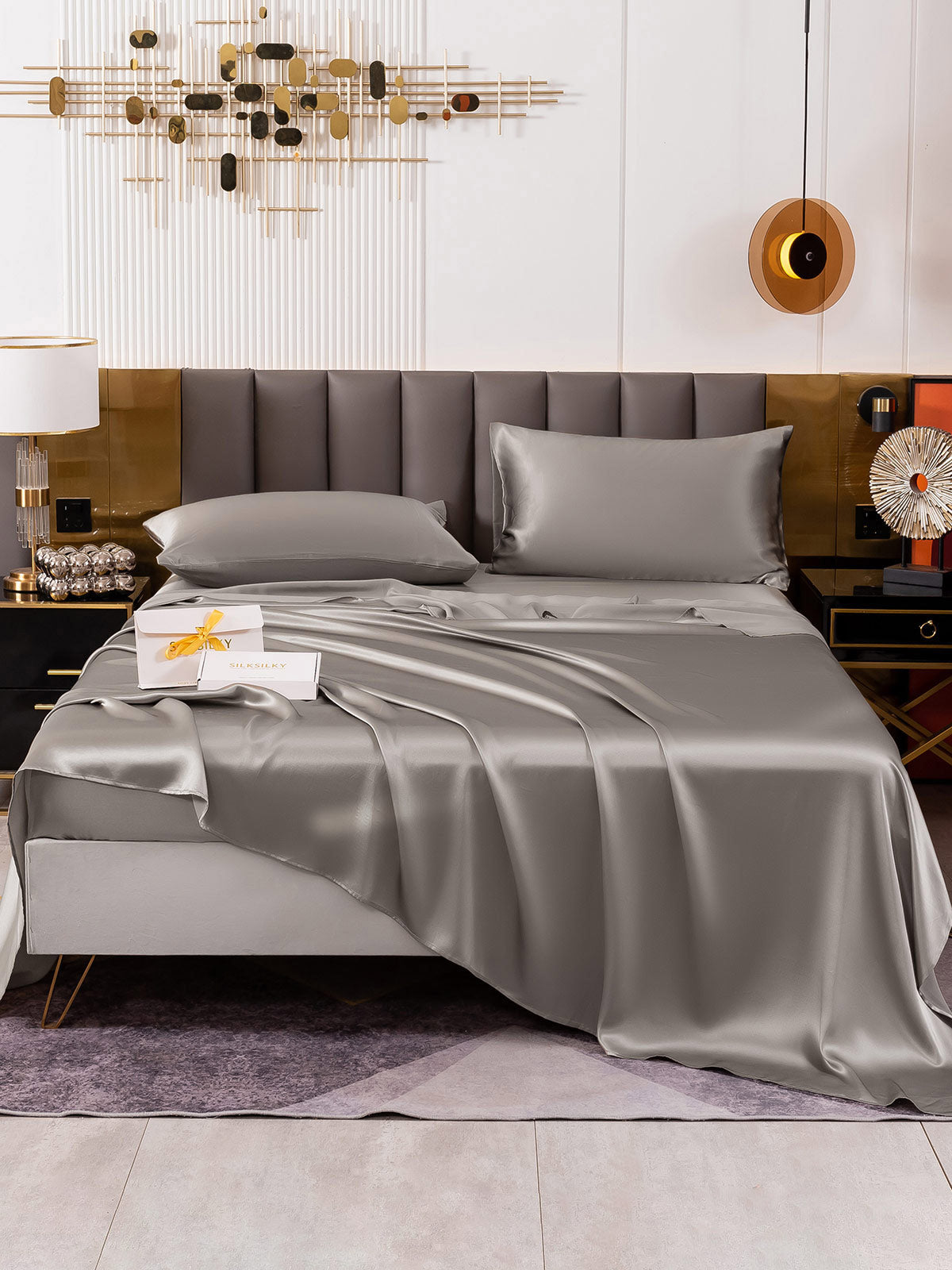 [Grigio] SilkSilky-IT 19Momme Seta pura Bedding Set 002