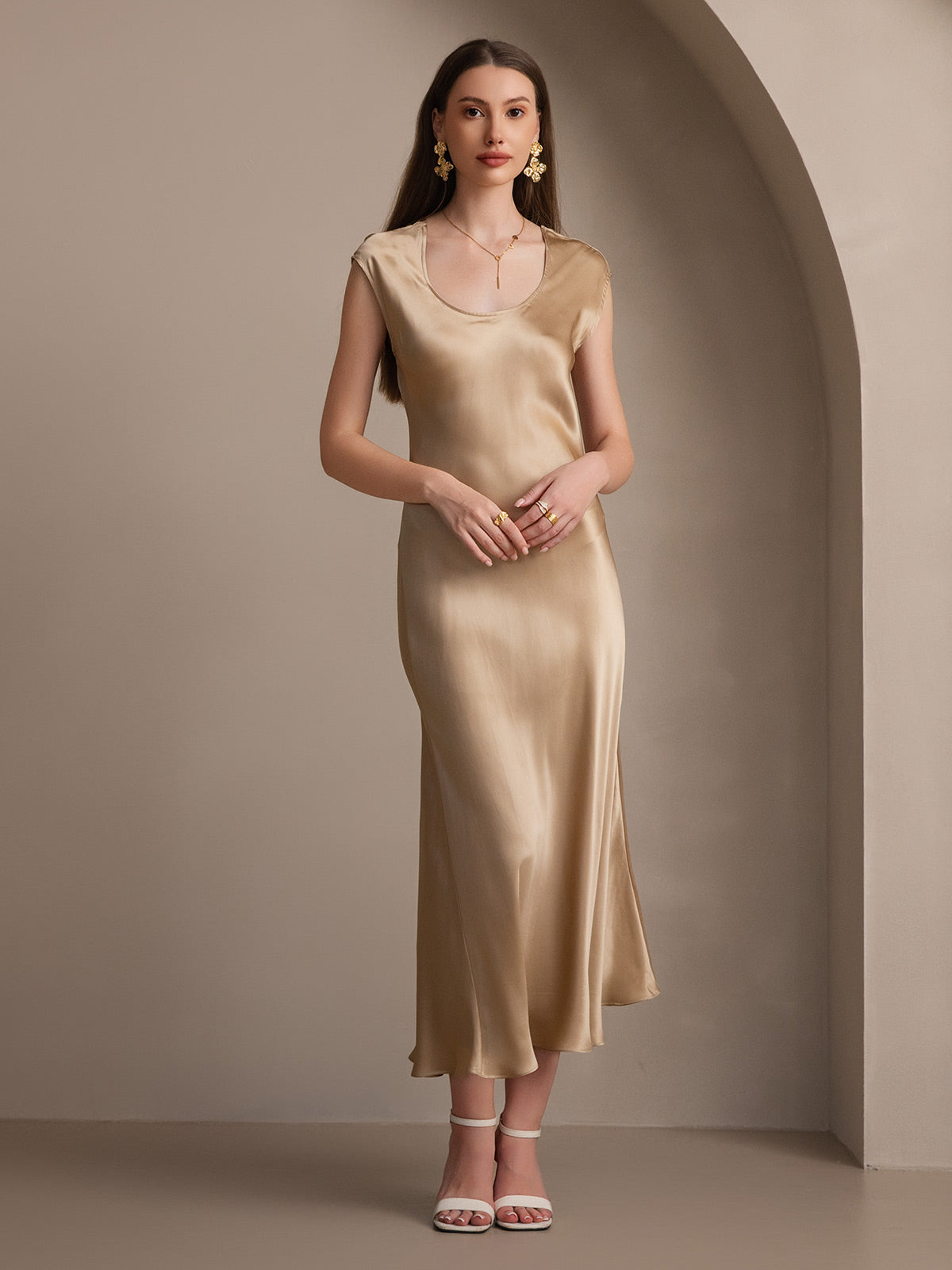 [Champagne] SilkSilky-IT 19Momme Seta Dress 003