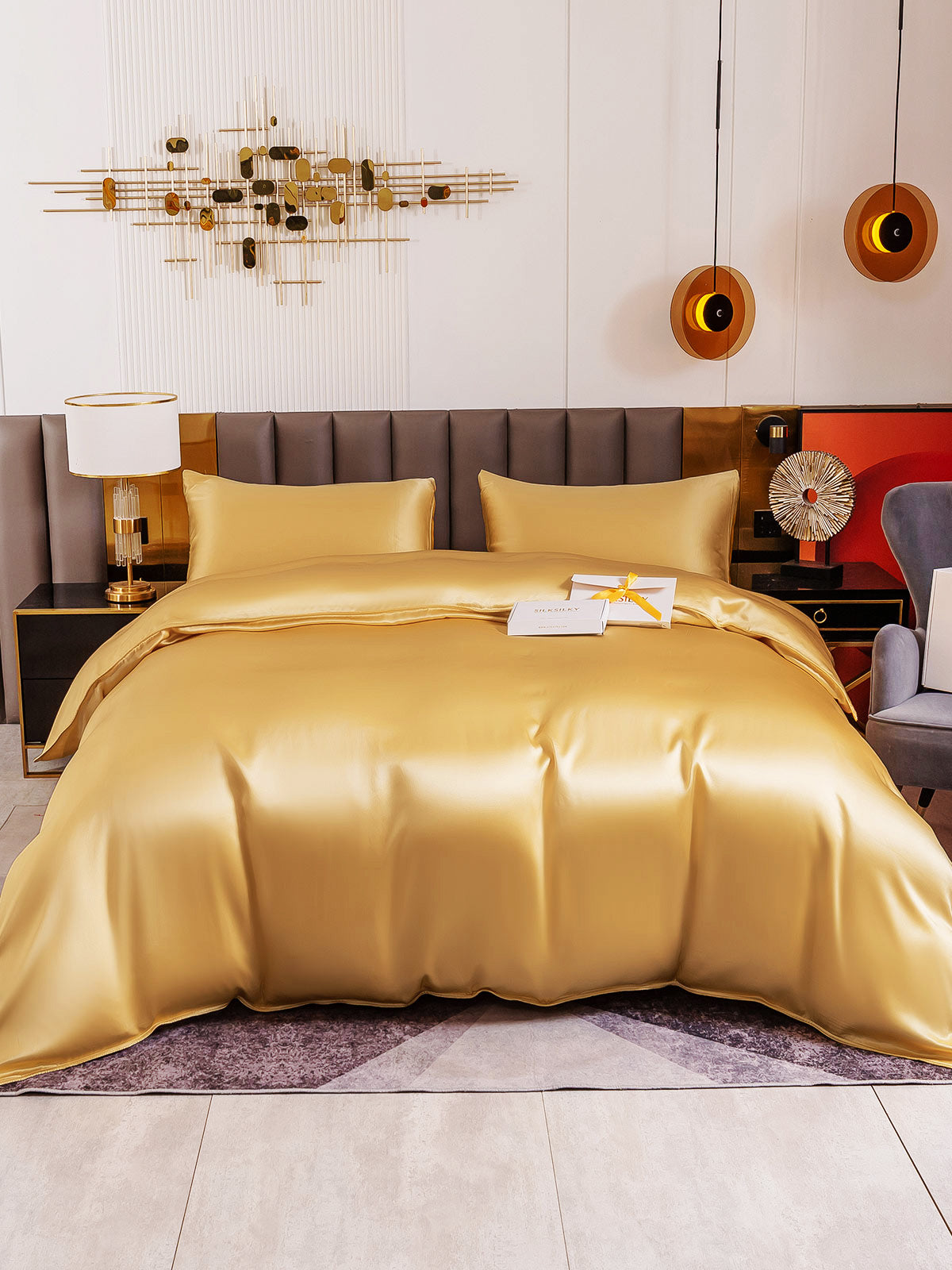 [Champagne] SilkSilky-IT 19Momme Seta pura Bedding Set 005