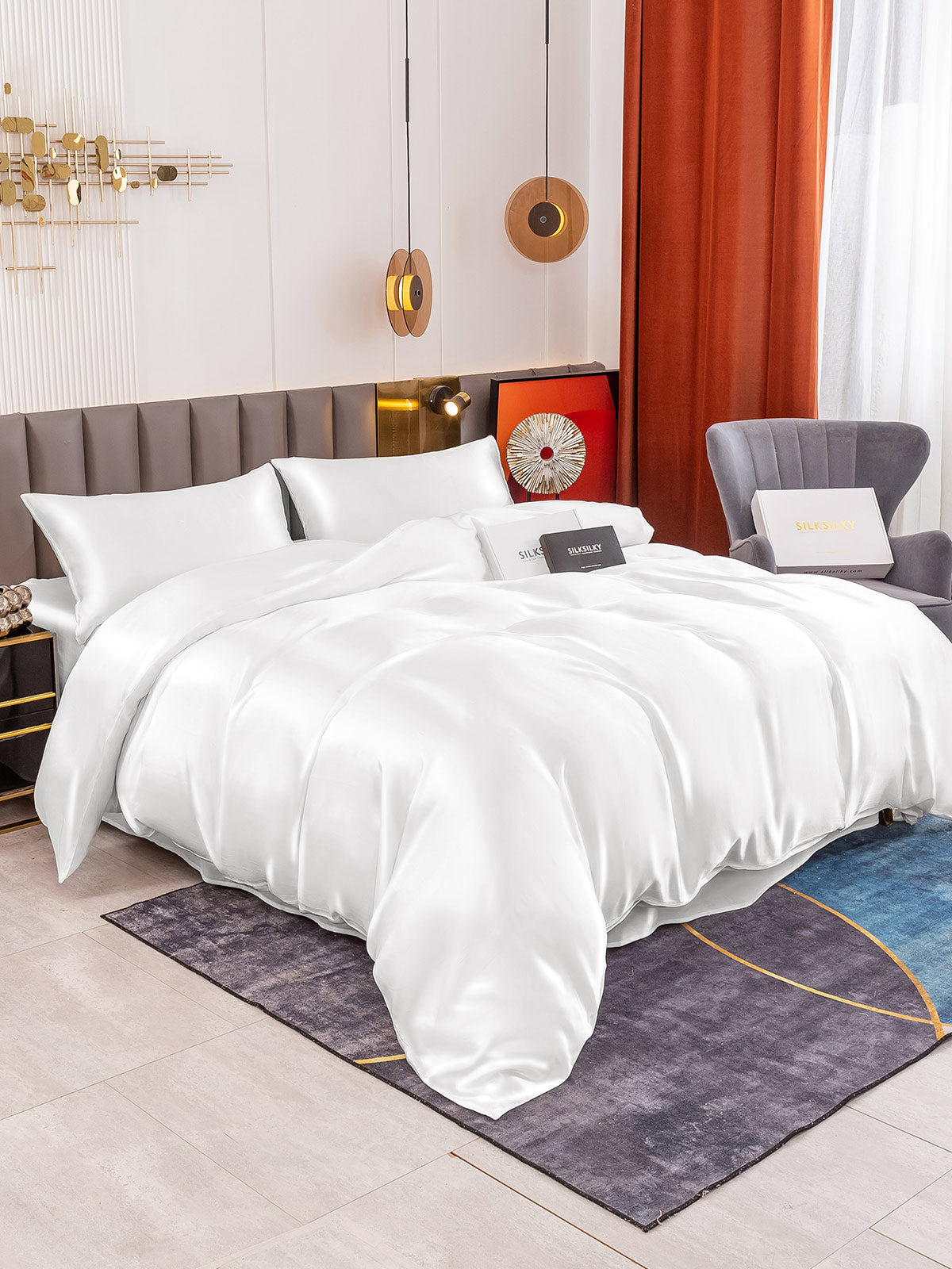 [Bianco] SilkSilky-IT 19Momme Seta pura Bedding Set 001