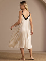[Beige Riso] SilkSilky-IT V Neck Camicia da notte 002