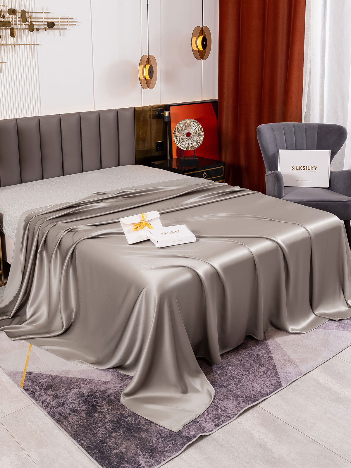 [Grigio] SilkSilky-IT 19Momme Seta pura Sheet 001