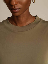 [Oliva Bruciata] SilkSilky-IT Half Sleeve Crew Neck Magliette donna 004