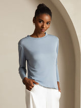 [BluGrigiastro] SilkSilky-IT Seta pura Womens T-Shirt 007