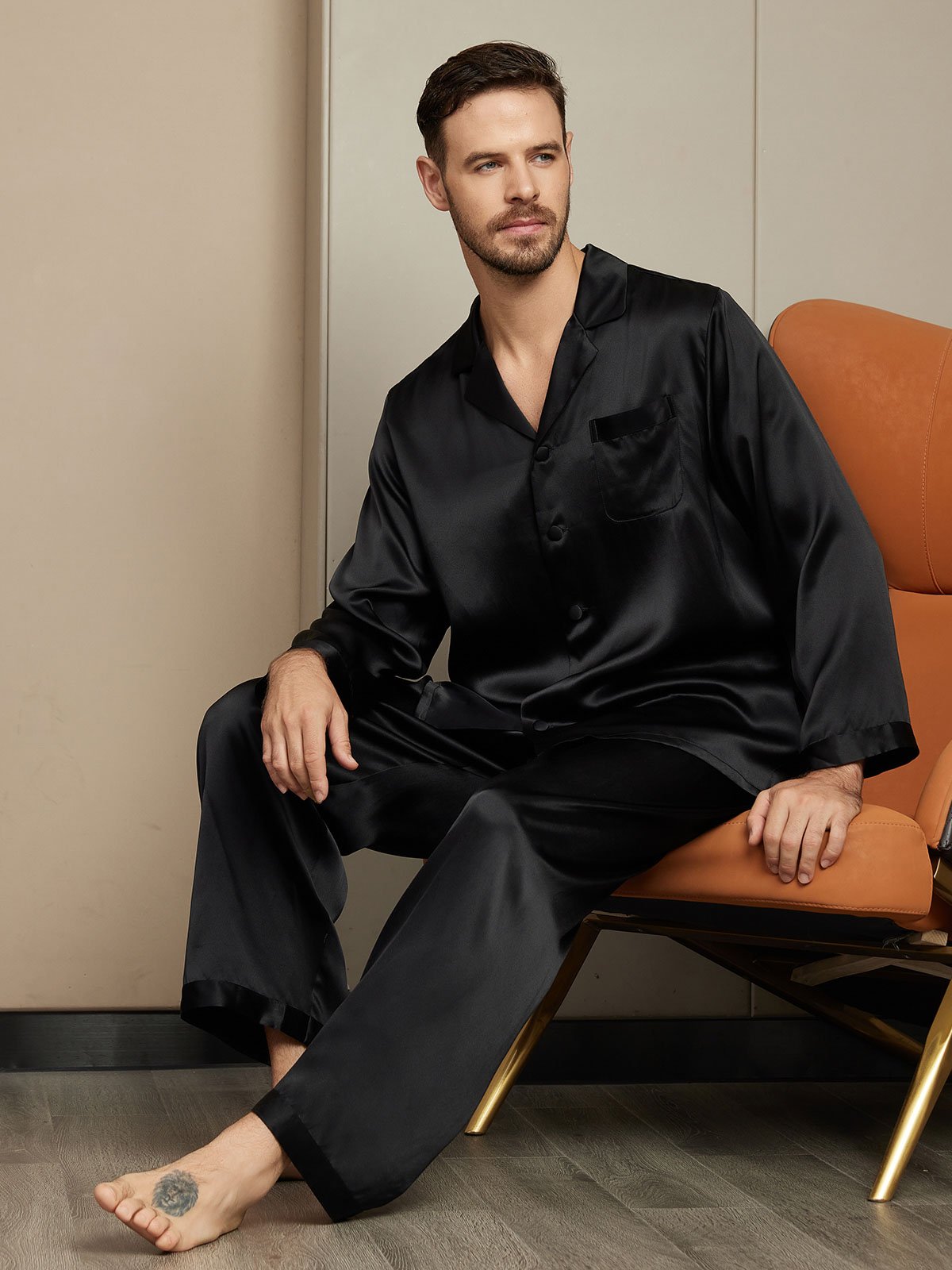 [Nero] SilkSilky-IT Seta pura Mens Pajamas 003