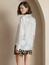 [Bianco] SilkSilky-IT Long Sleeve Lapel Collar Camicie da donna 002